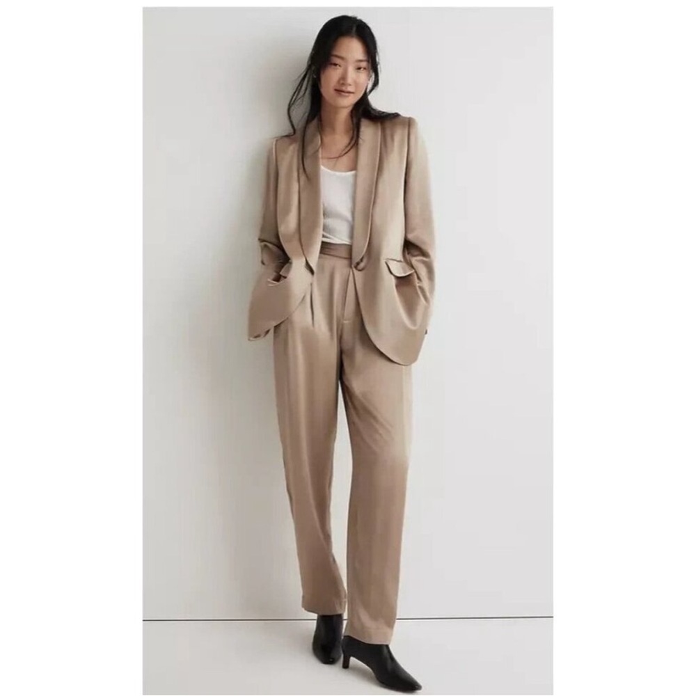 Madewell Golden Satin Oversized Blazer Matchstick Sateen Jacket NN822 Party